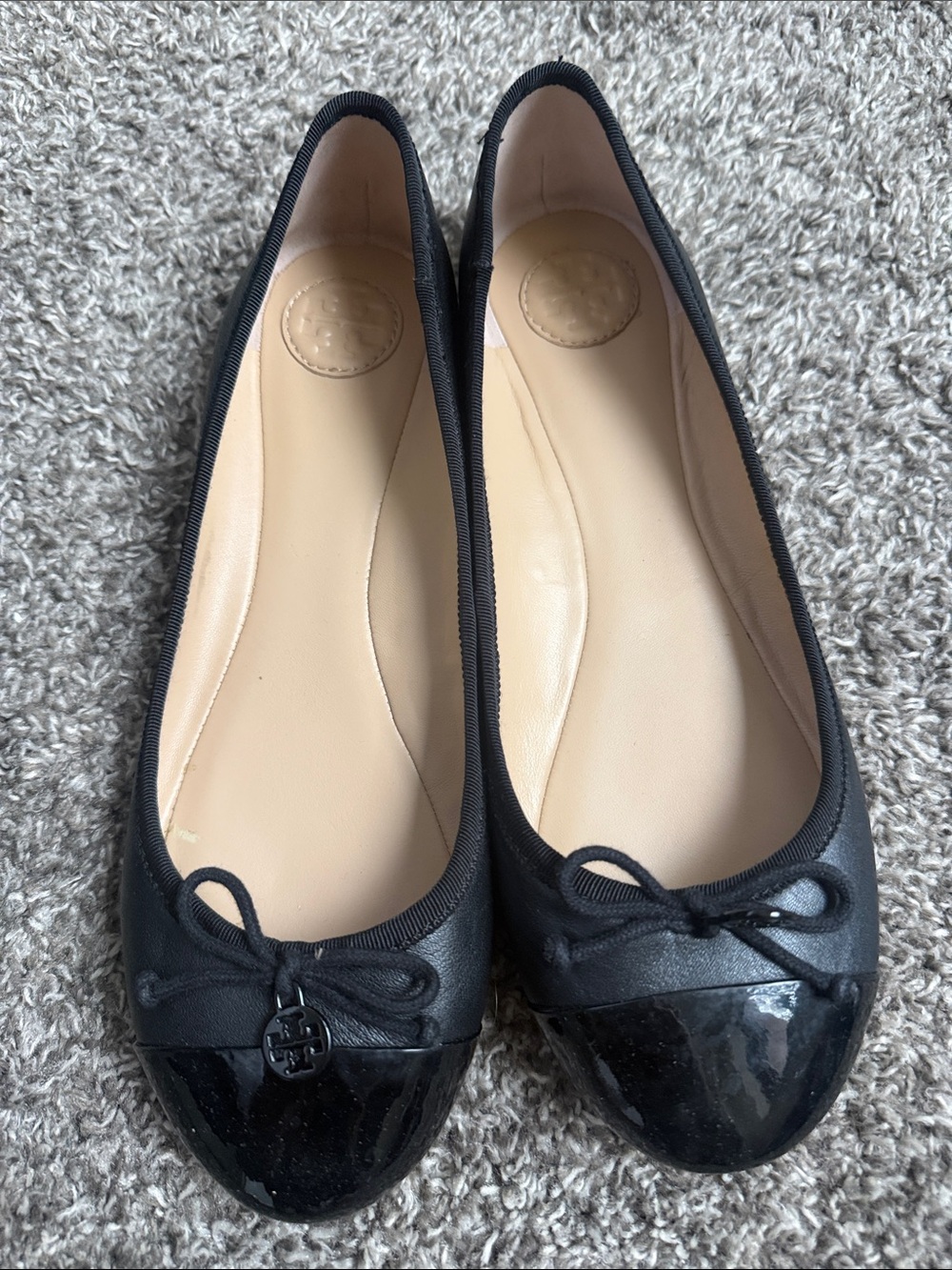 Tory Burch Black Cap-Toe Ballet Flats